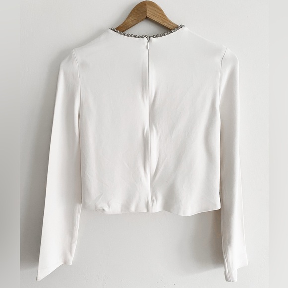 Alexander Wang White Long Sleeve Embellished Neck Top – Size 4 - Picture 11 of 11